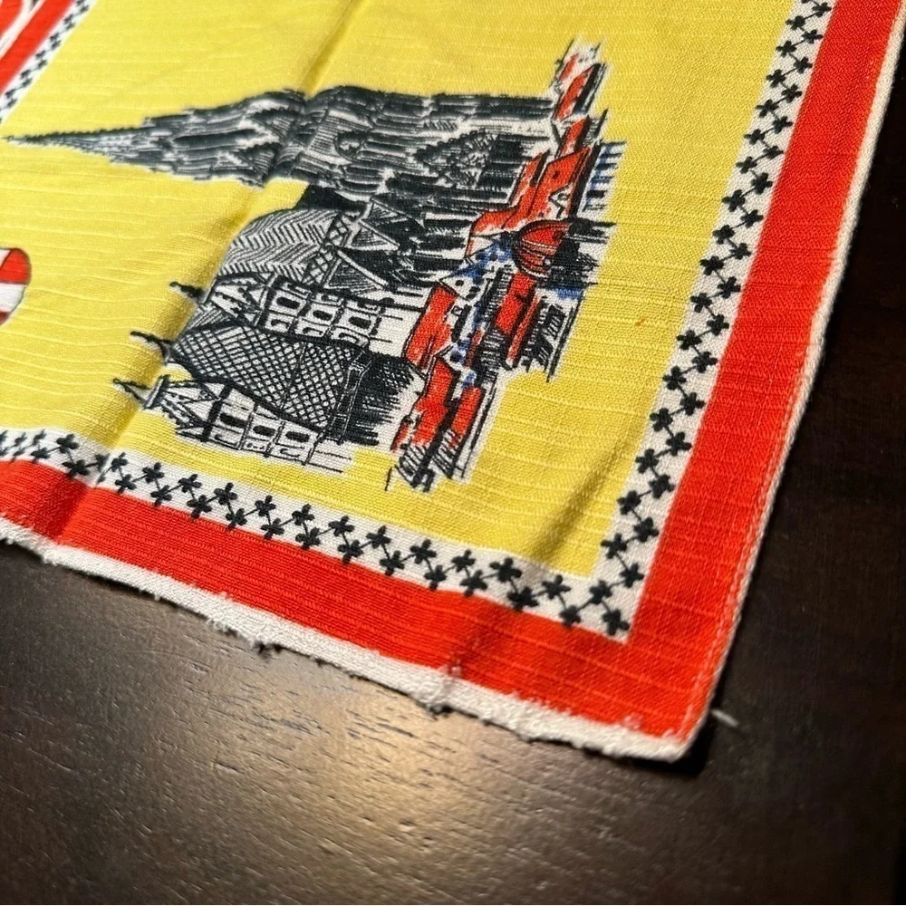 Vintage Austrian Linens Napkins Placemats Lot Mid Century Bright Color Landmarks